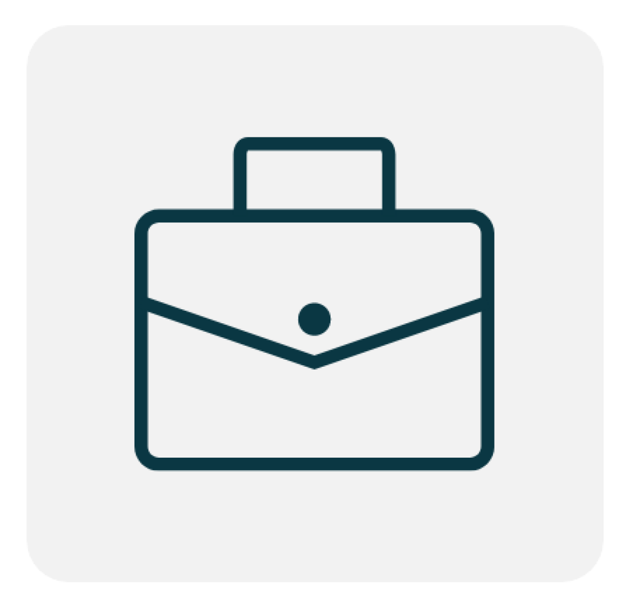 briefcase icon in white square background. button shaped.